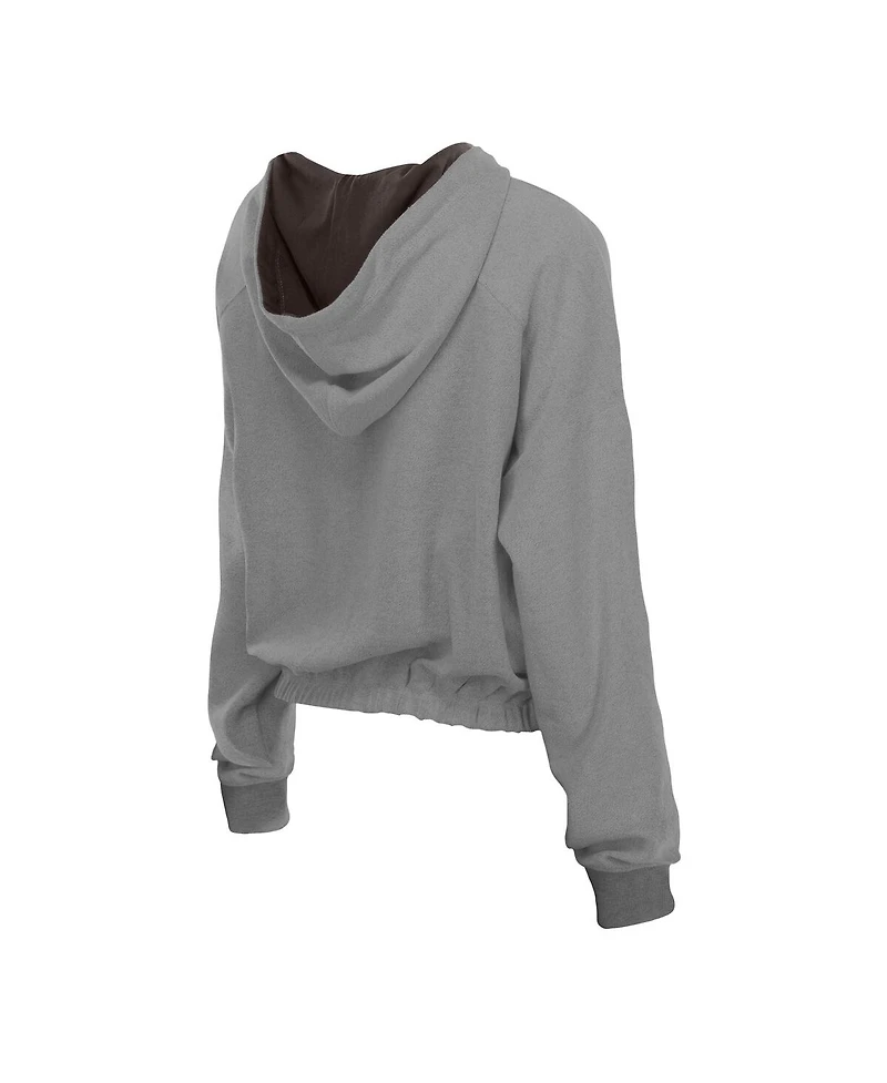 New Era Men's Heather Gray San Diego Padres Reversed Out French Terry Quarter-Zip Banded Crop Hoodie