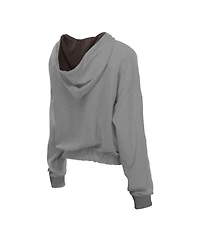 New Era Men's Heather Gray San Diego Padres Reversed Out French Terry Quarter-Zip Banded Crop Hoodie