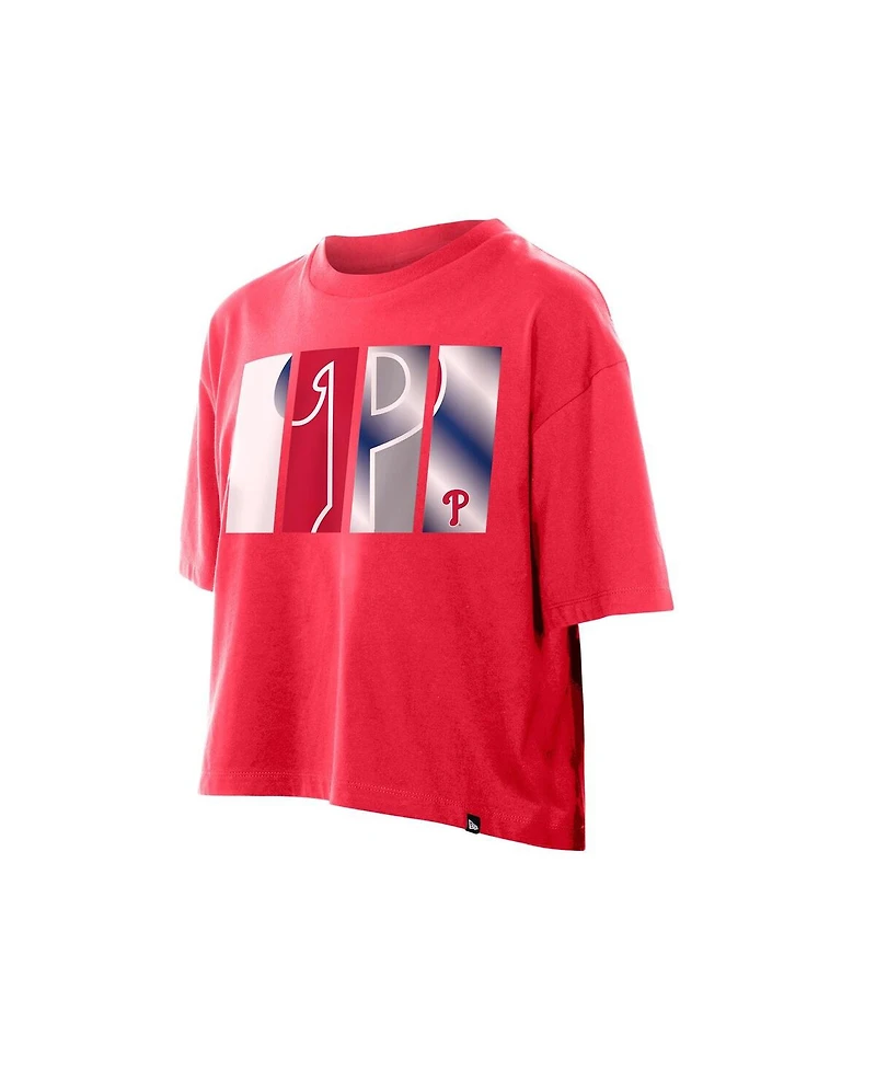 New Era Women's Red Philadelphia Phillies Boxy Foil Logo T-Shirt