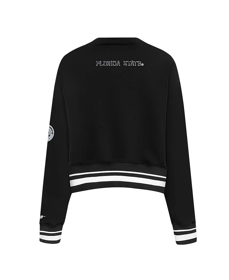 Pro Standard Women's Black Florida State Seminoles Cultivated-Pearl Cropped Pullover Sweatshirt