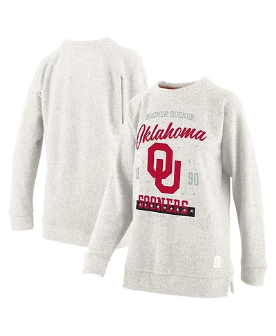 Pressbox Women's Oatmeal Oklahoma Sooners Plus Comfy Cairo Terry Pullover Sweatshirt