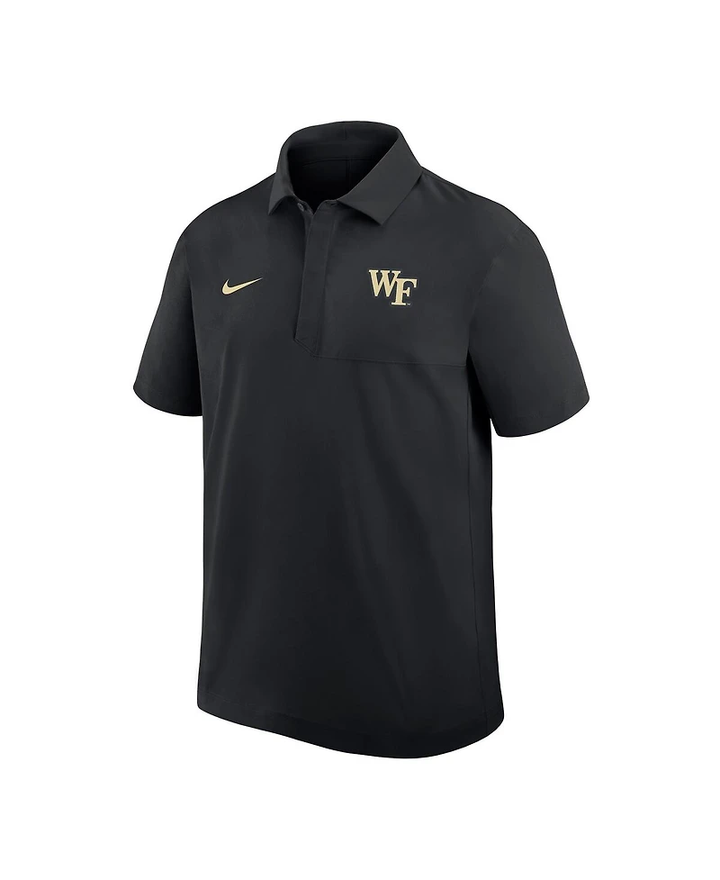 Nike Men's Black Wake Forest Demon Deacons Woven Dri-fit Polo Shirt