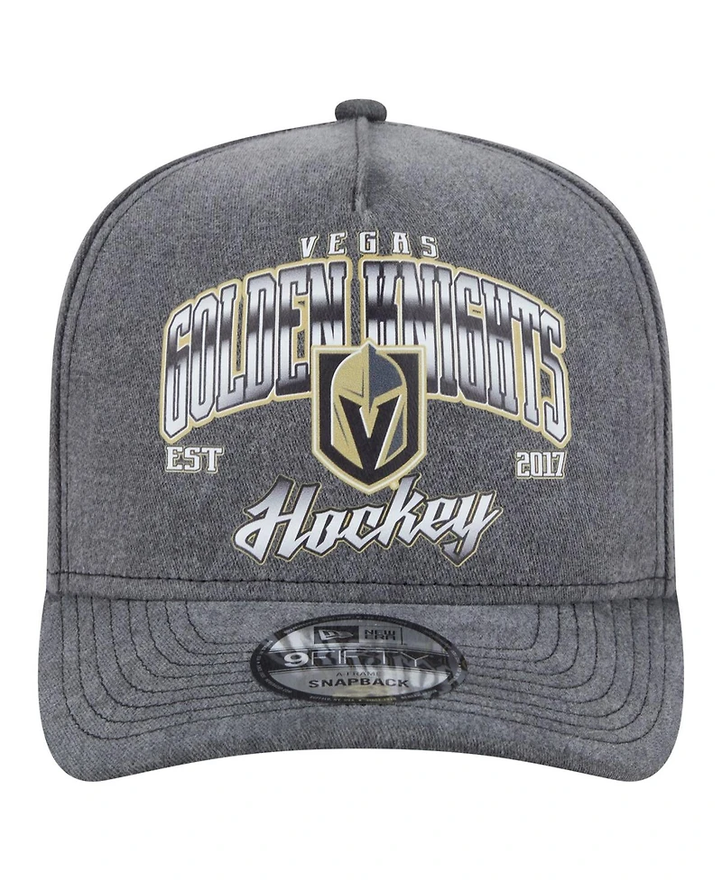 New Era Men's Charcoal Vegas Golden Knights Throwback Washed A-Frame Pre-Curved 9FIFTY Snapback Hat