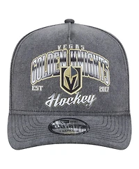 New Era Men's Charcoal Vegas Golden Knights Throwback Washed A-Frame Pre-Curved 9FIFTY Snapback Hat