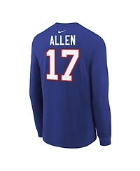Nike Big Boys and Girls Josh Allen Royal Buffalo Bills Player Name Number Long Sleeve T-Shirt