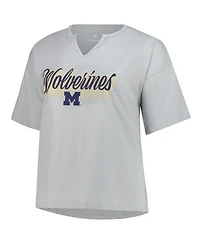 Fanatics Women's Gray Michigan Wolverines Plus Winning Gear Notch Neck T-Shirt