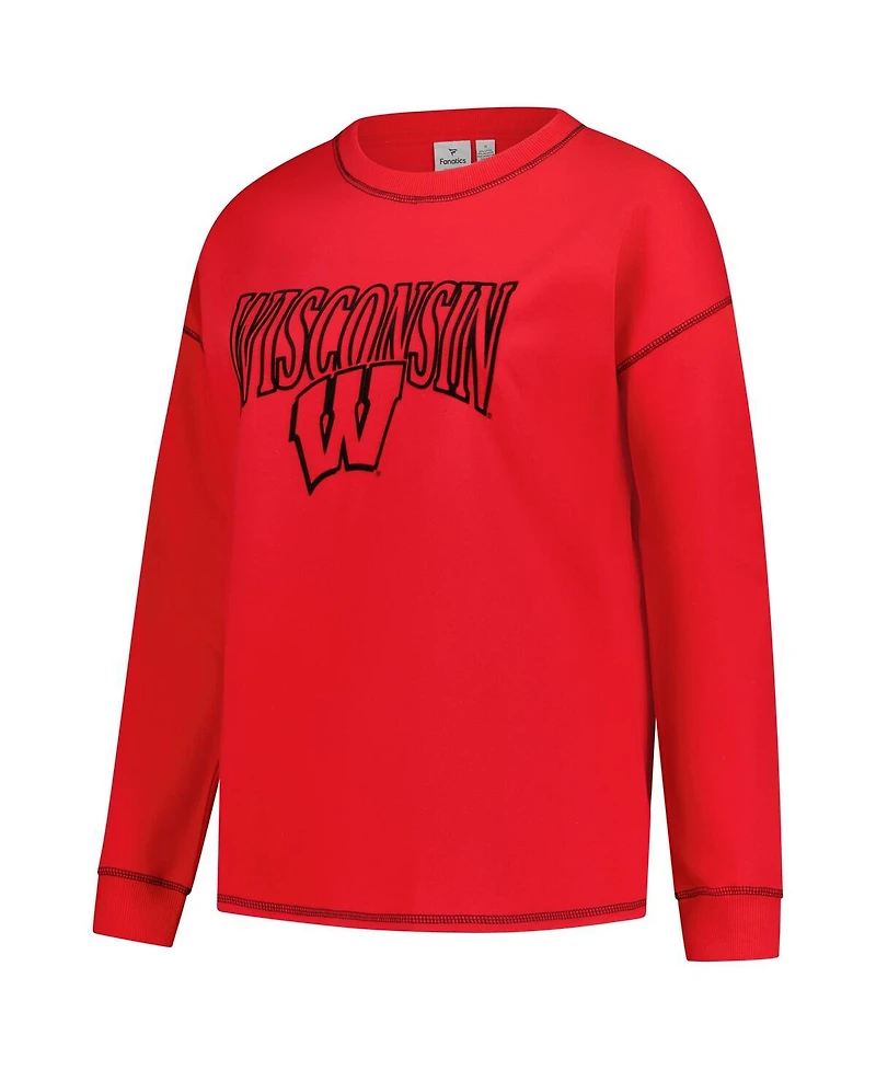 Fanatics Women's Red Wisconsin Badgers Plus Contrast Stitch Sweatshirt