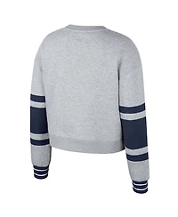 Stadium Essentials Women's Heather Gray Fc Cincinnati Scrimmage Cropped Pullover Sweatshirt