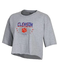 Champion Women's Gray Clemson Tigers Boyfriend Cropped T-Shirt