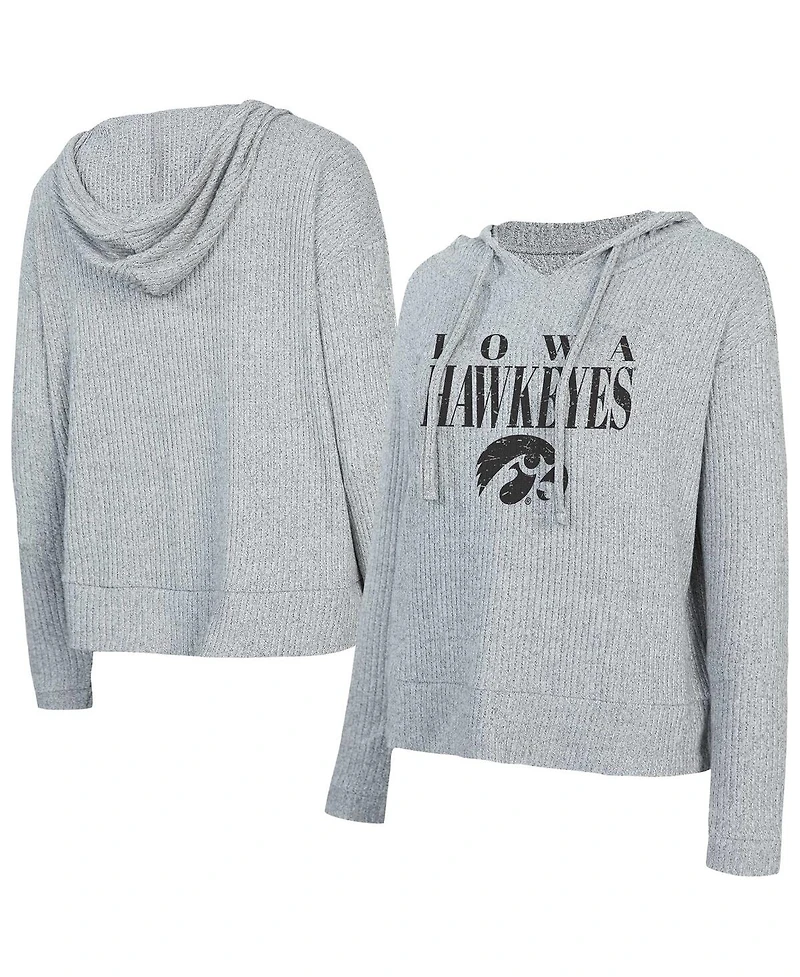 Concept Sport Women's Grey Iowa Hawkeyes Juniper Soft Modest Cropped Long Sleeve Hoodie Top