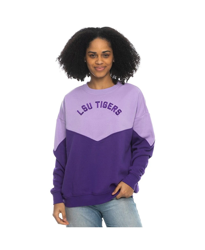 ZooZatz Women's Light Purple Lsu Tigers Bestie Oversized Pullover Sweatshirt