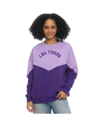 ZooZatz Women's Light Purple Lsu Tigers Bestie Oversized Pullover Sweatshirt