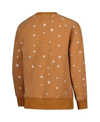 Wes & Willy Big Girls Burnt Orange Texas Longhorns Shimmer Star Reverse Sweatshirt