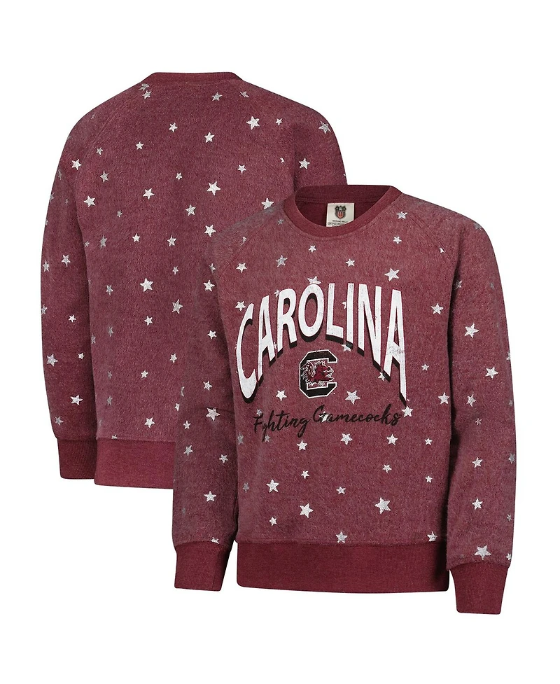 Wes & Willy Big Girls Garnet South Carolina Gamecocks Shimmer Star Reverse Sweatshirt