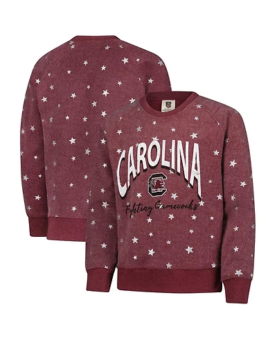 Wes & Willy Big Girls Garnet South Carolina Gamecocks Shimmer Star Reverse Sweatshirt