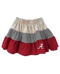 Wes & Willy Girls Toddler 2-Piece Tan Alabama Crimson Tide Tri-Blend Sleeveless Full-Zip Hoodie and Tiered Skirt Set