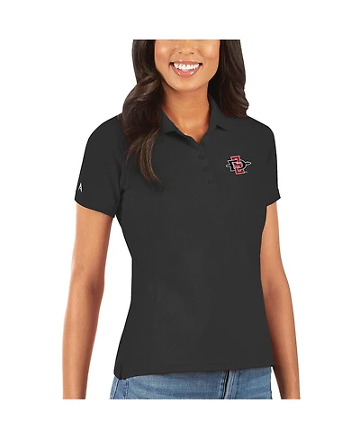 Antigua Women's Black San Diego State Aztecs Legacy Pique Polo Shirt