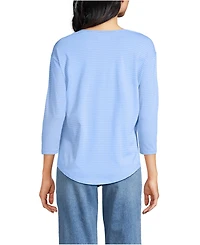 Lands' End Women's 3/4 Sleeve Lightweight Jersey Shirttail Tee