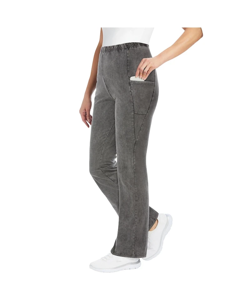 Woman Within Women's Tall Stretch-Cotton Knit Pull-On Bootcut Pocket Leggings