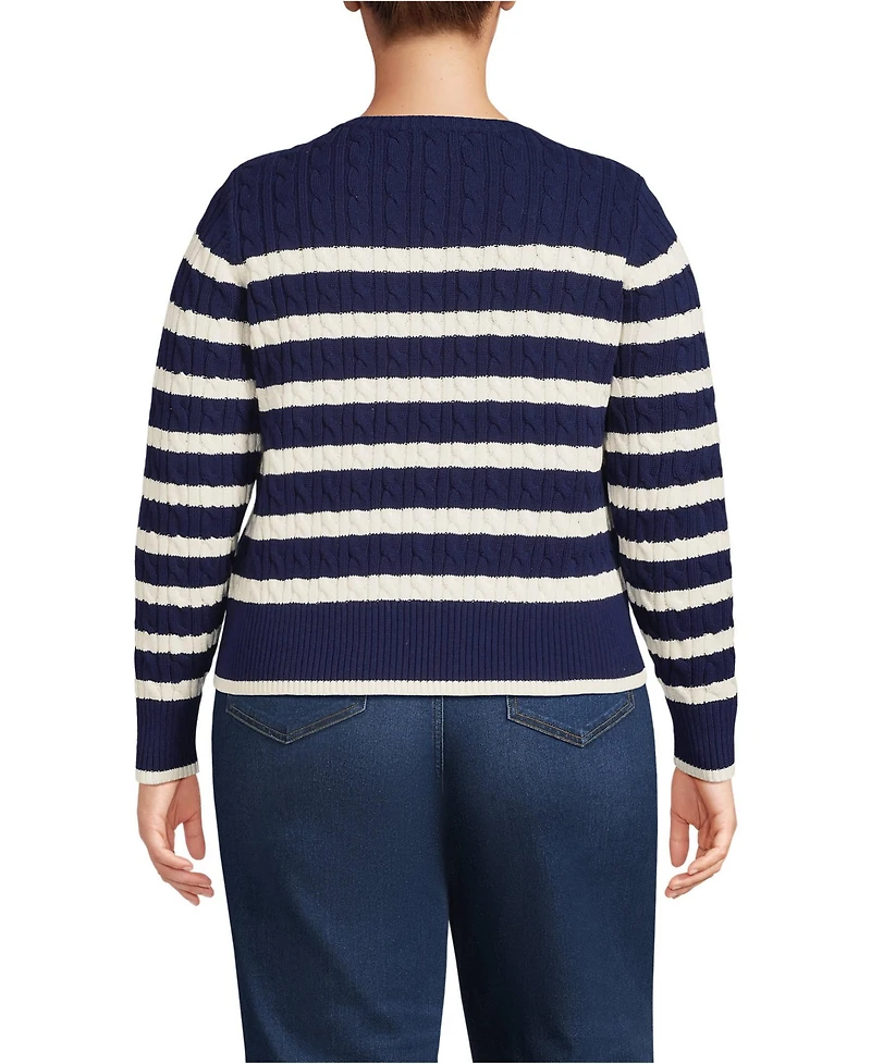 Lands' End Women's Plus Drifter Modern Cable Crew Sweater