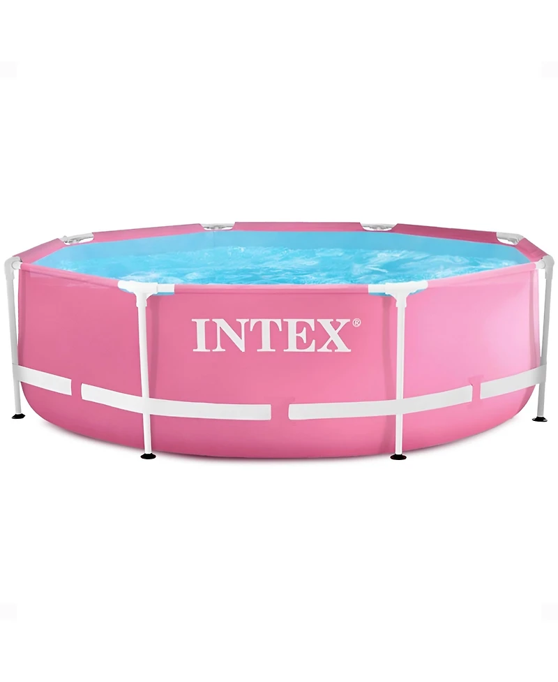 Intex 28290EH 8ft x 30in Round Metal Frame Above Ground Swimming Pool, Pink
