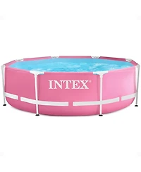 Intex 28290EH 8ft x 30in Round Metal Frame Above Ground Swimming Pool, Pink