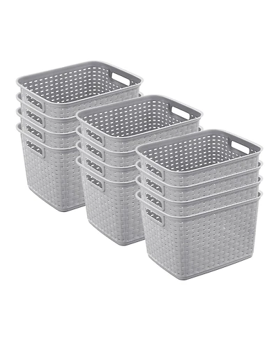 Sterilite 12736 Tall Weave Plastic Laundry Hamper Storage Basket, Gray (12 Pack)