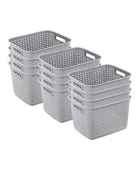 Sterilite 12736 Tall Weave Plastic Laundry Hamper Storage Basket, Gray (12 Pack)