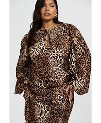 Fashion-szn Curve Women's Ruffle Leopard Print Maxi Dress