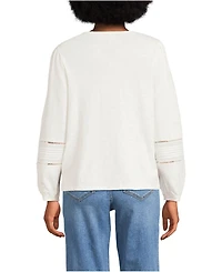 Lands' End Women's Long Sleeve Slub Pintuck Top