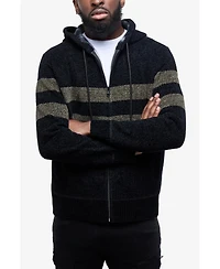Cultura Men's Full Zip Hooded Sweater With Stripes And Flannel Lining