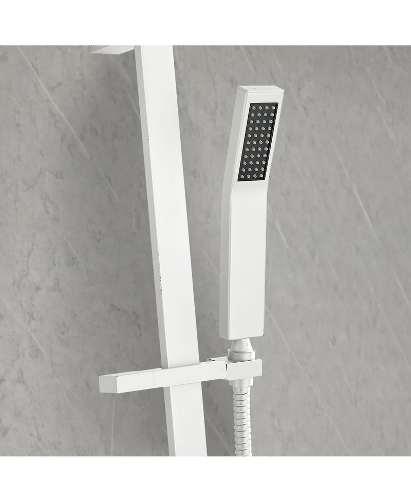 Rainsken Handheld Shower with 28-Inch Slide Bar and 59-Inch Hose,White