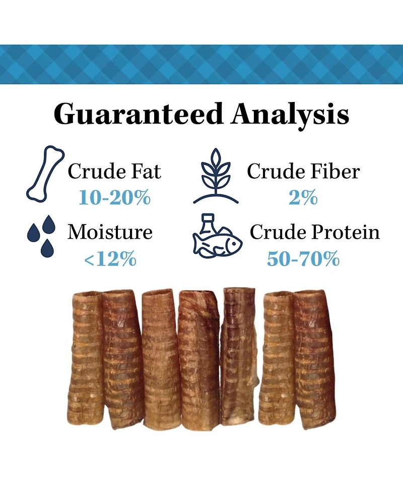 Country Living 6" Beef Trachea Dog Chews – 10 Count Bag – All-Natural