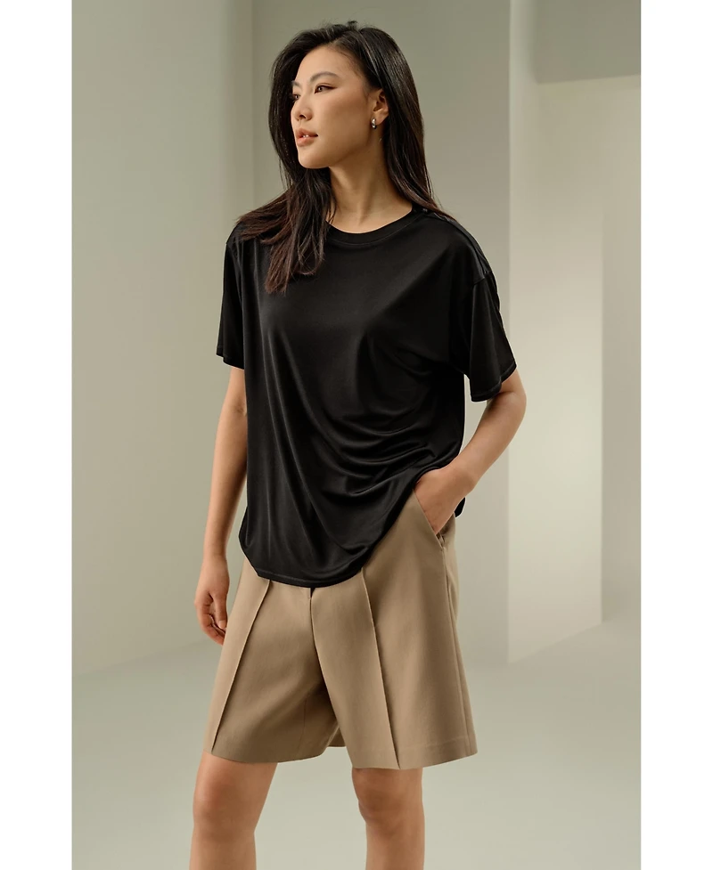 Lilysilk Women's Oversized Silk Jersey Tee