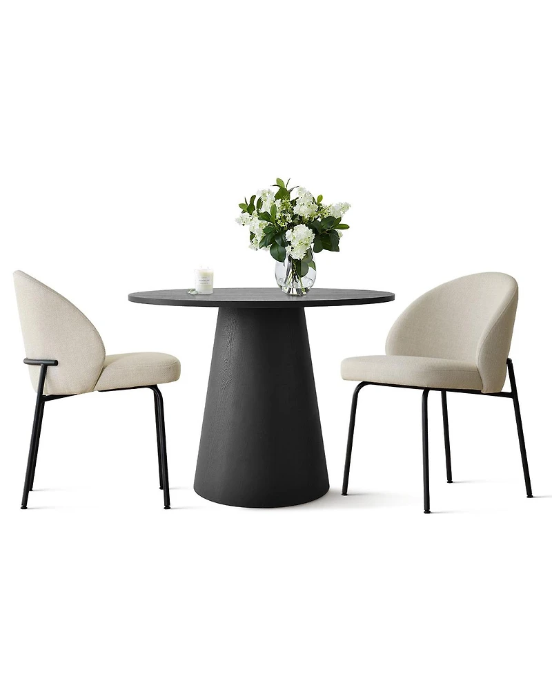 Maison Boucle Stylish Modern 2 Chair Dining Set with 35 Round Table and Comfortable Chairs for Elegant Spaces-Maison