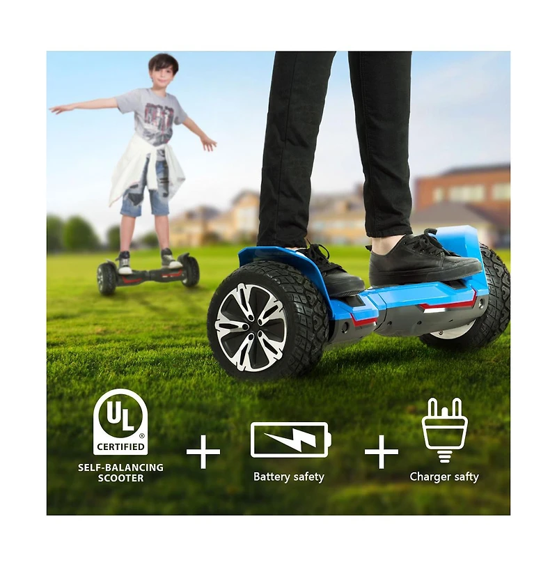 Warrior 8.5" All-Terrain Electric Balance Scooter-42V, 1.5A, 50Hz/60Hz, Music Speakers, Colorful Led Lights | Valentine's Day Gift for Teens, Fam