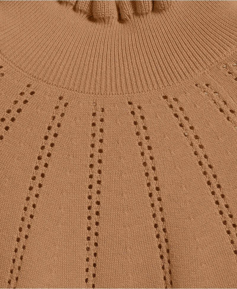 Lands' End Women's Cotton Pointelle Turtleneck Sweater