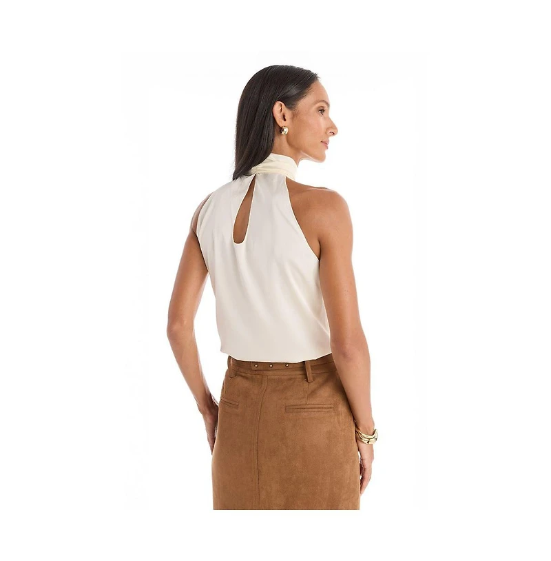 The Noli Shop Womens Rina Tie Neck Blouse - Floral Print