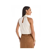 The Noli Shop Womens Rina Tie Neck Blouse - Floral Print