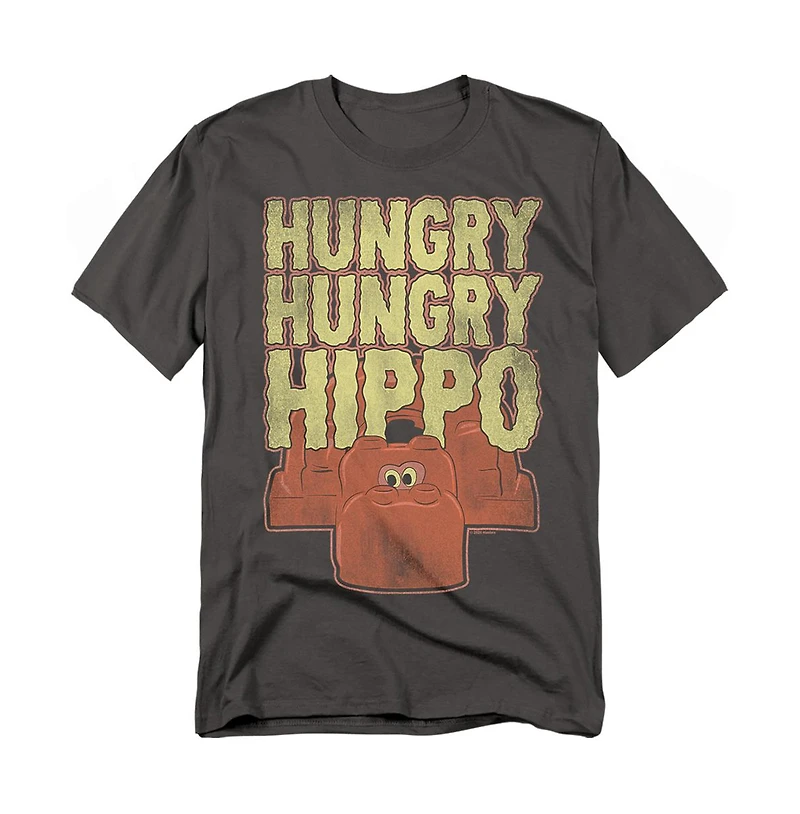 Logovision Men's Hungry Hippos Wavy Logo with Big Red Hippo T Shirt