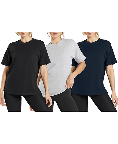 Blue Ice Women's Loose Fitting Short Sleeve Crew Neck Tee- 3 Pack