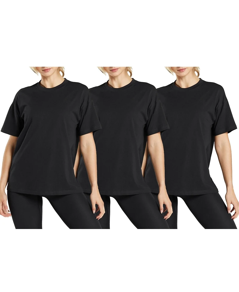 Blue Ice Women's Loose Fitting Short Sleeve Crew Neck Tee- 3 Pack
