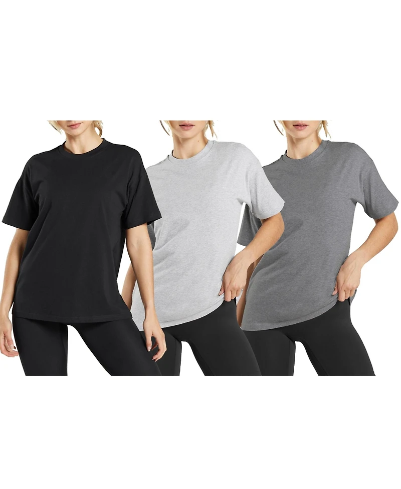 Blue Ice Women's Loose Fitting Short Sleeve Crew Neck Tee- 3 Pack