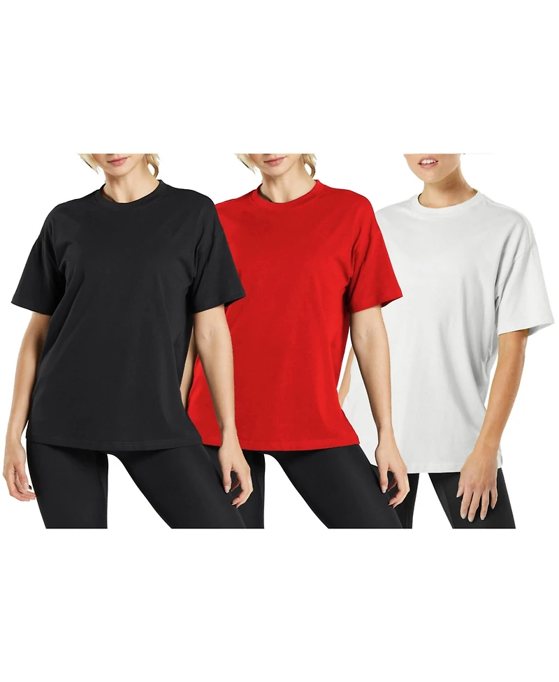Blue Ice Women's Loose Fitting Short Sleeve Crew Neck Tee- 3 Pack