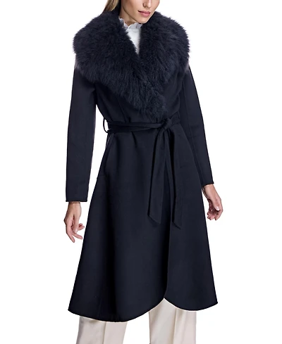 Julia & Stella by Maximilian Women's Fur-Trimmed Wrap Coat