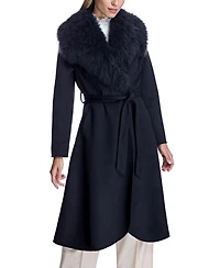 Julia & Stella by Maximilian Women's Fur-Trimmed Wrap Coat
