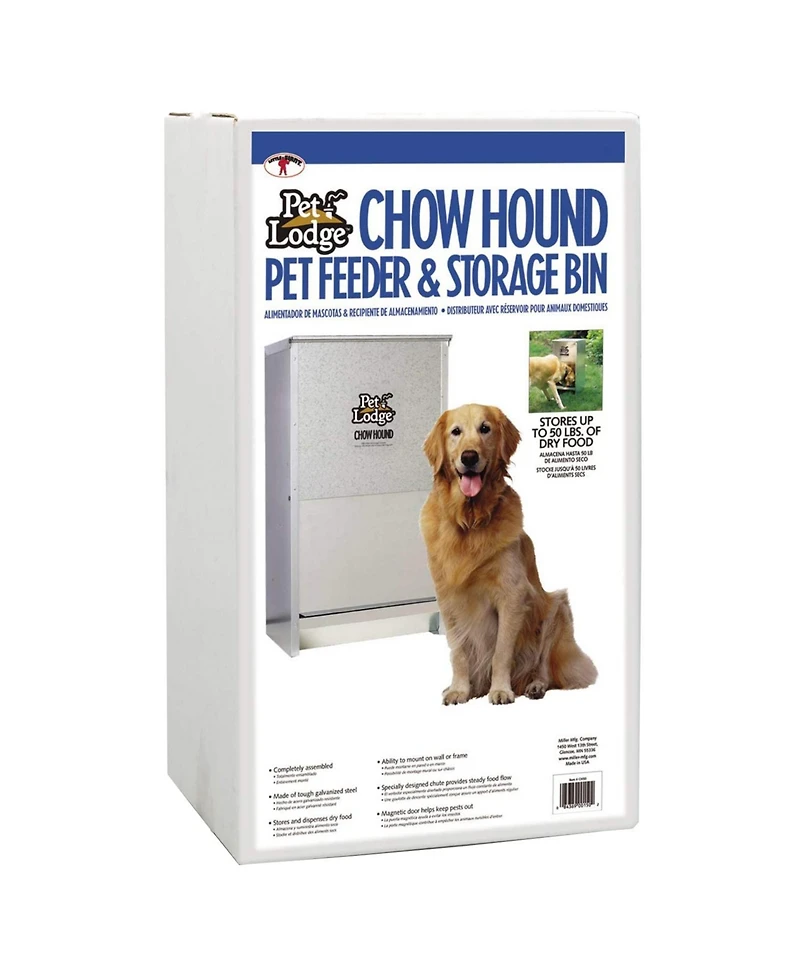Pet Lodge Dry Food Automatic Steel Dog Feeder Chow Hound w/ 50 Pound Capacity