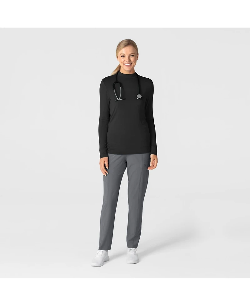 Wink Layers Women's Long Sleeve Mock Neck Silky Tee