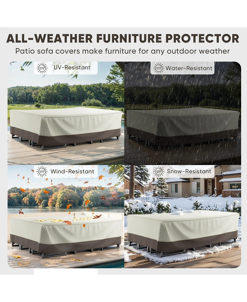 Gymojoy High-Quality 600D Oxford Fabric Outdoor Furniture Cover With Handles and Storage Bag Gray/Brown Beige