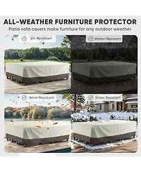 Gymojoy High-Quality 600D Oxford Fabric Outdoor Furniture Cover With Handles and Storage Bag Gray/Brown Beige